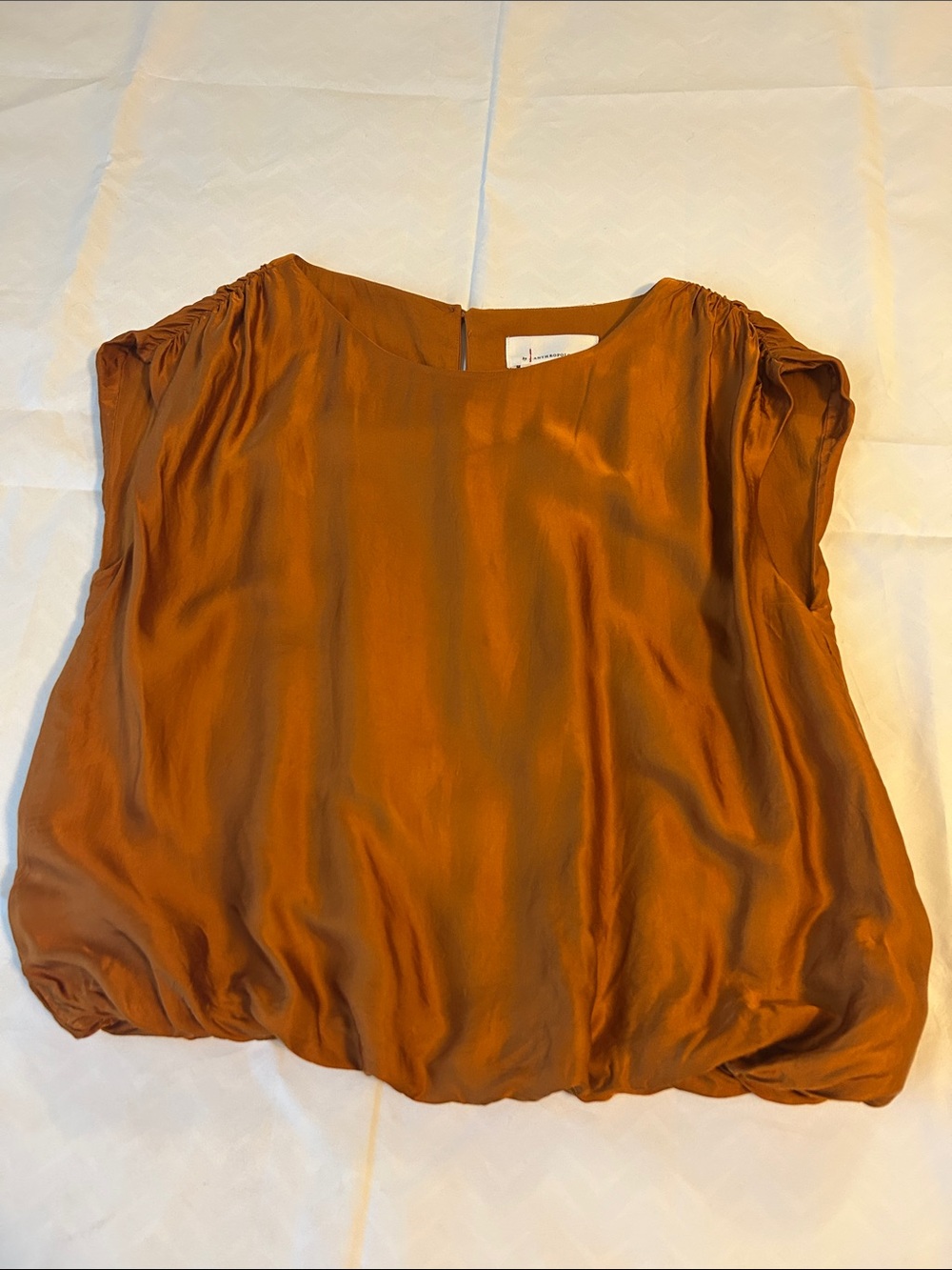 Anthropologie Rust Orange Cap-Sleeve Blouse.Size XXS
